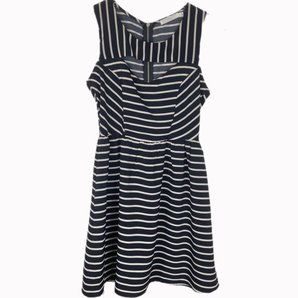 Lush Striped Fit and Flare Dress Sz S